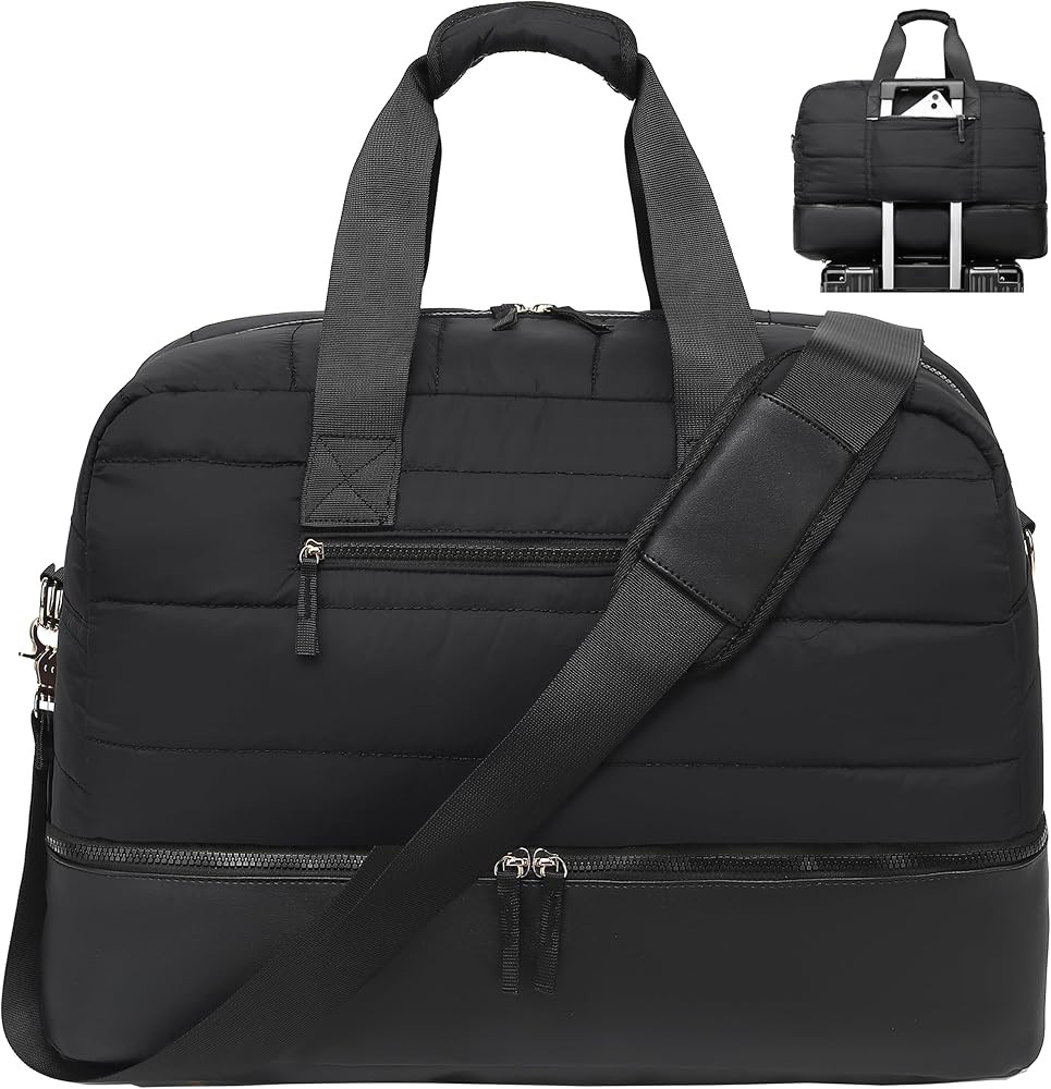 CAMTOP Travel Weekender Bags for Women with Shoe Compartment Quilted Puffer Tote Bag Carry on Duf... | Amazon (US)