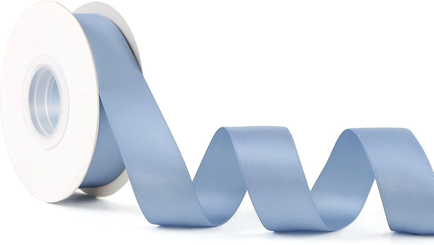 Dusty Blue Ribbon for Wedding Double Face Dusty Blue Satin Ribbon 1 Inch Silk Ribbon for Gift Wra... | Amazon (US)
