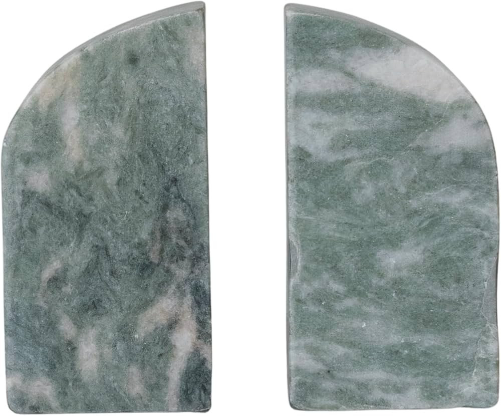 Creative Co-Op Half Arch Marble Bookends, Green | Amazon (US)