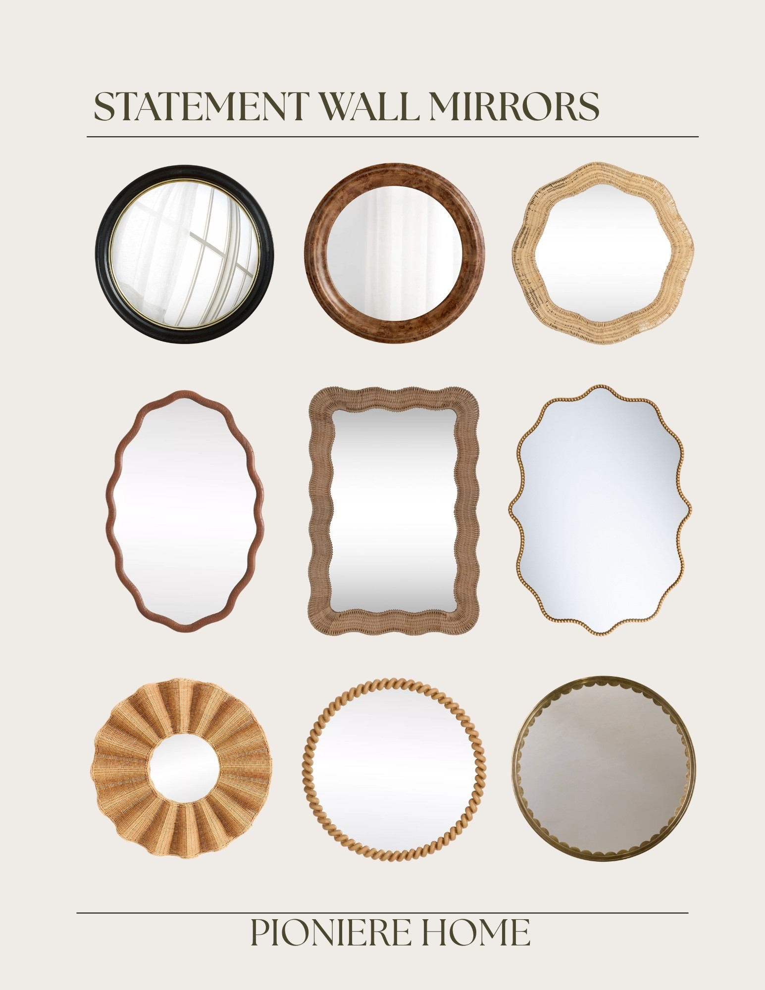 Statement wall mirrors. Round mirrors, woven wall mirrors, scalloped mirrors, oval mirrors  

#LTKSaleAlert #LTKSeasonal #LTKHome