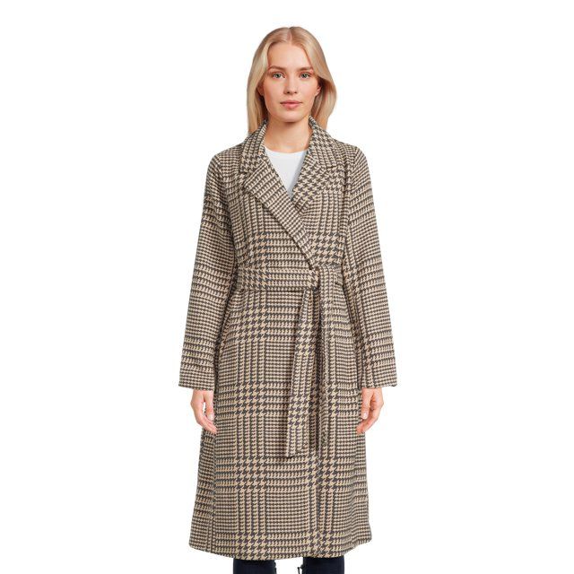 Jason Maxwell Women's and Women's Plus Long Coat with Tie Belt, Sizes S-3X | Walmart (US)