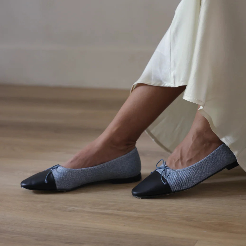 Como Ballet Flat in Denim/Black | A. Soliani | A.Soliani