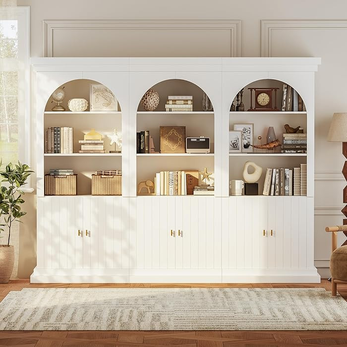 Vyre 71" Modern Tall Bookcase and Bookshelf, Triple Half Open Storage Cabinets with Drawers for S... | Amazon (US)