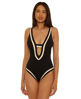 Women's Rib Color-Block One-Piece Swimsuit | Macy's