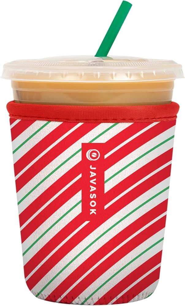 Sok It Java Sok Iced Coffee & Cold Soda Insulated Neoprene Cup Sleeve (Candy Cane Stripes, Small:... | Amazon (US)