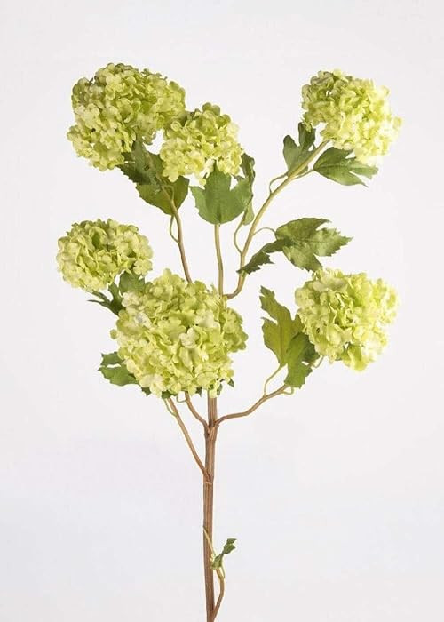 Afloral Faux Flowers Snowball Flower Stem in Green - 43.5" | Amazon (US)
