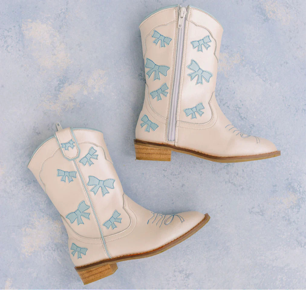 Cowgirl Baby Blue Bow Boots BABY BLUE / Youth 1 | Wild and Rae