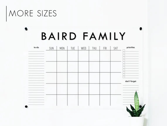 Large Acrylic Calendar Dry Erase Monthly Acrylic Wall | Etsy | Etsy (US)