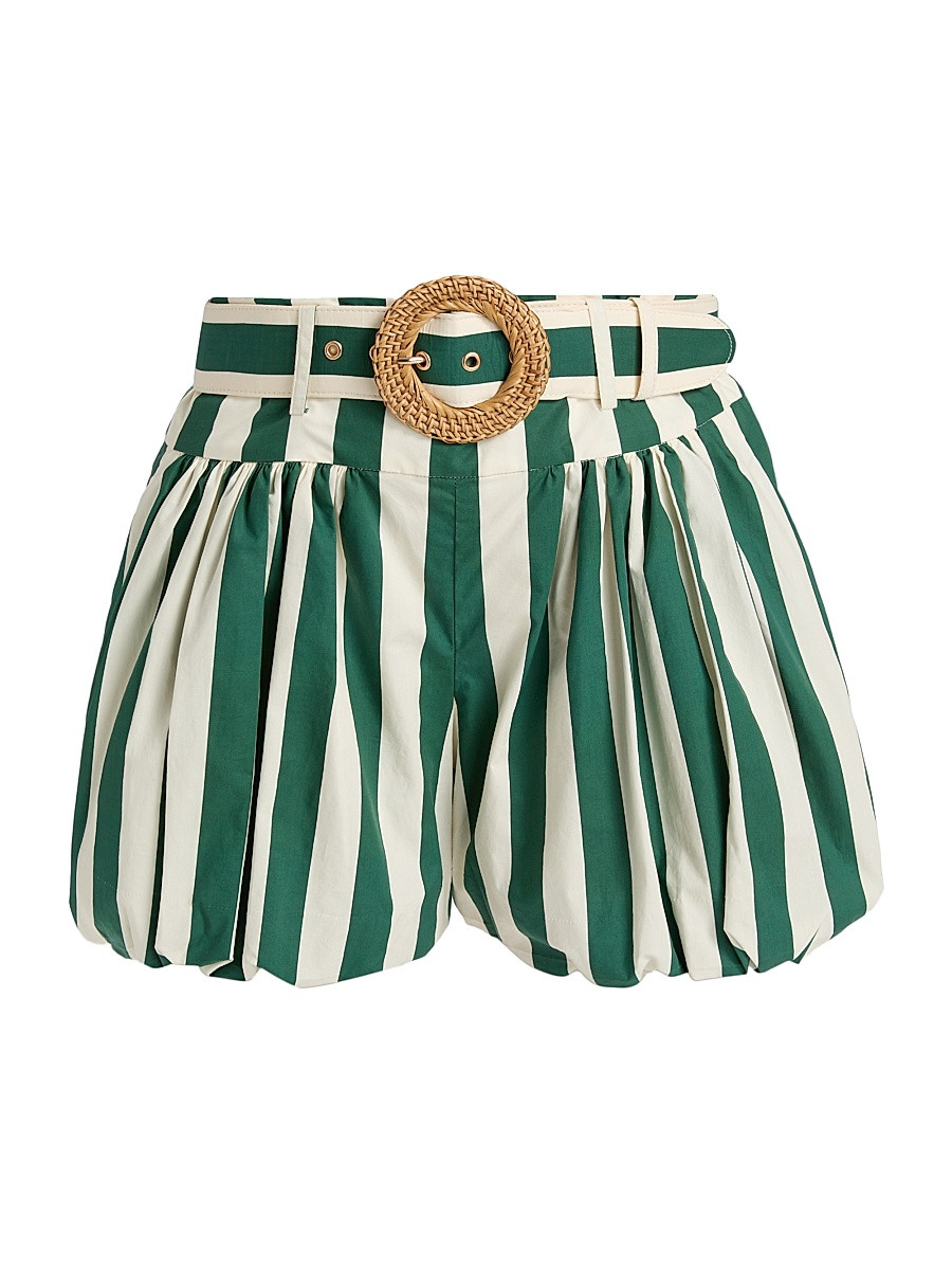 Women's Ray Striped Bubble Hem Shorts - Green White Stripe - Size 6 | Saks Fifth Avenue