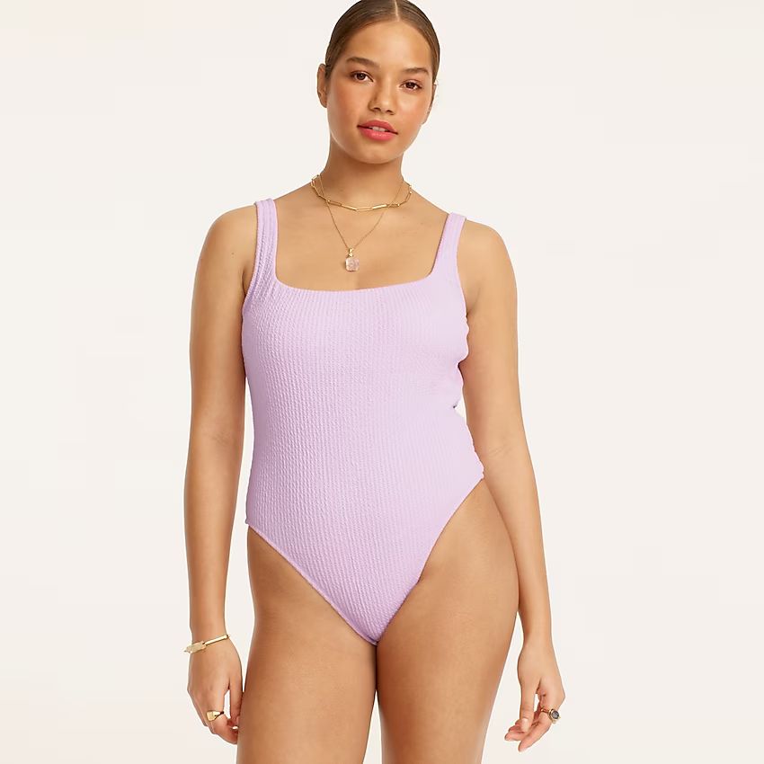 Textured squareneck one-piece | J.Crew US