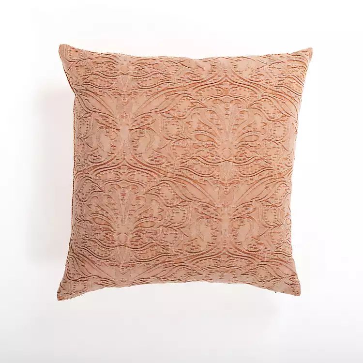 Coral Chenille Damask Pillow | Kirkland's Home