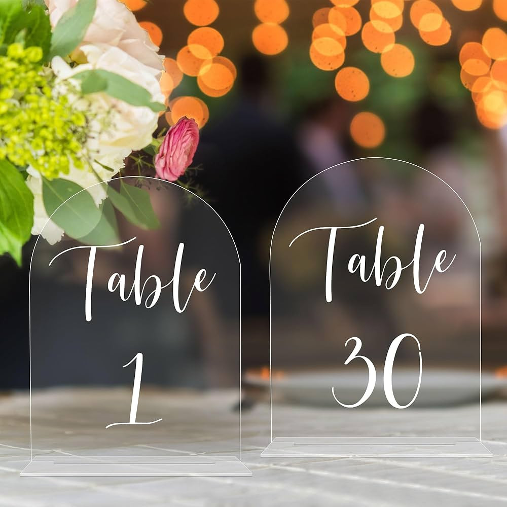 JOYIT Arch Wedding Table Numbers 1-30 with Stands – 5" X 7" Acrylic Table Signs with Clear Back... | Amazon (US)