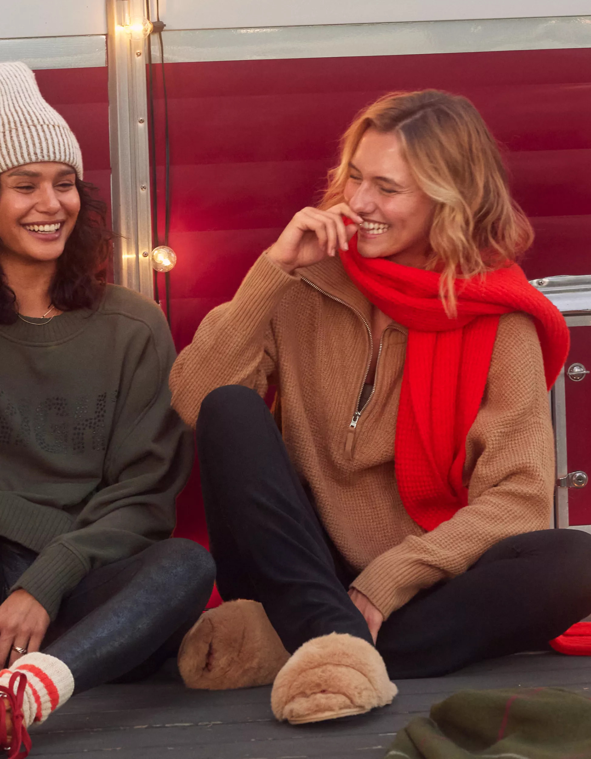 Aerie CozyUp Waffle Quarter Zip Sweater | American Eagle Outfitters (US & CA)