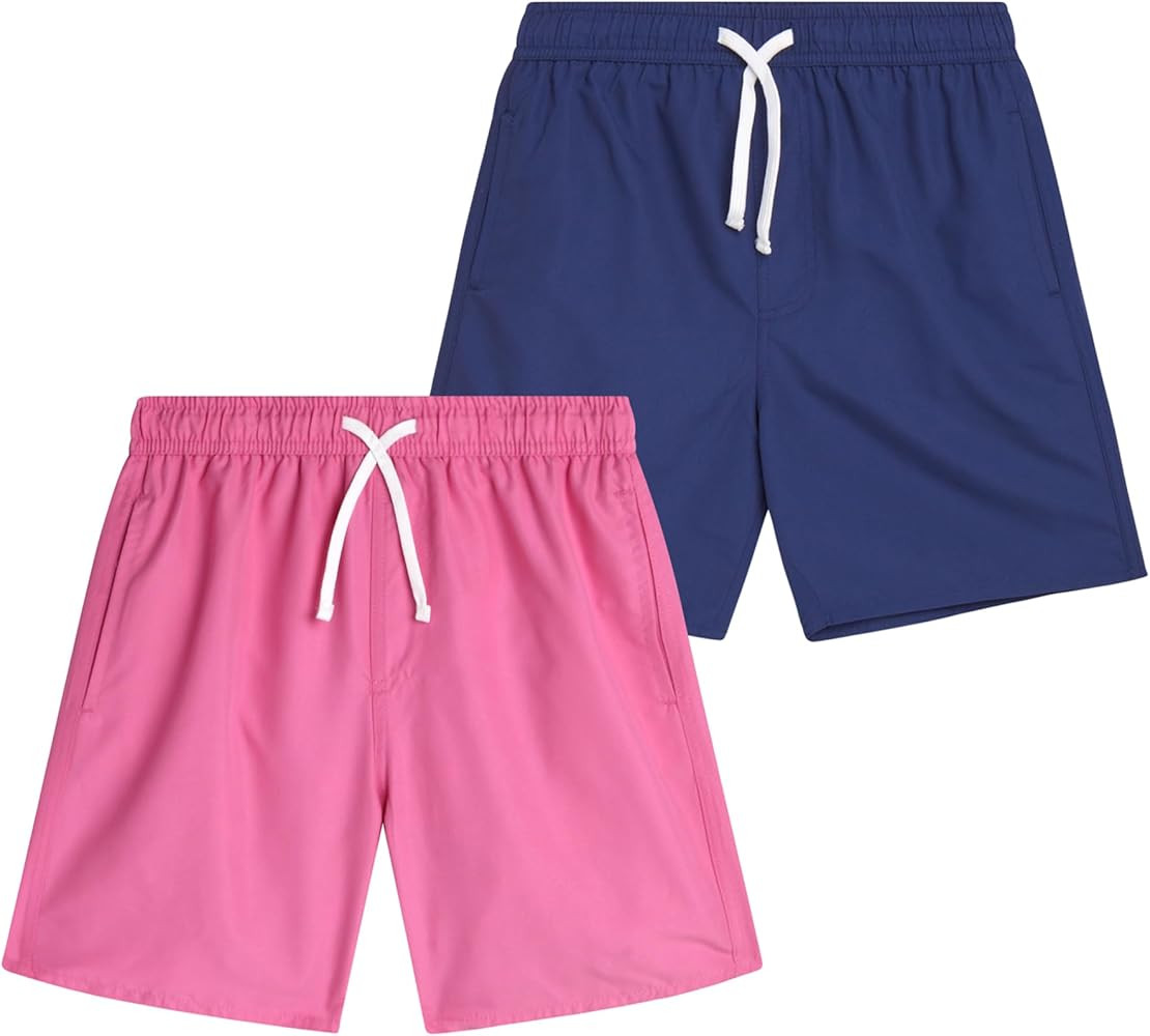 Boys' Swim Trunks - 2 Pack Basic Solid Quick Dry Board Shorts Bathing Suit (8-18) | Amazon (US)