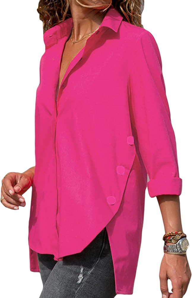 BOFETA Womens Casual Lightweight T-Shirt Fitted V-Neck Blouse Loose Oversized Cardigan | Amazon (US)