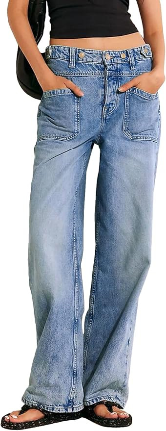 Allimy Womens Jeans High Waisted Straight Leg Baggy Boyfriend Jeans for Women Trendy 2024 Cargo P... | Amazon (US)