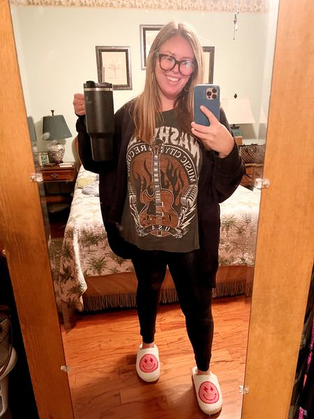 Cozy travel look! Of course swapped the sneakers for slippers as soon as we arrived! Spanx size 2x use code ASHLEYDXspanx for a discount! The newest versions of the Stanley cups are my favorite! This cocoon is the softest ever and Arula makes the absolute best graphic tees wearing a B! 

#LTKunder50 #LTKtravel #LTKcurves