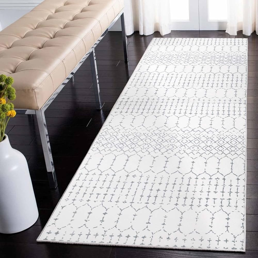 Seavish Hallway Runner Rug 2x6 White Moroccan Trellis Rug Machine Washable Low Pile Area Rugs Ind... | Amazon (US)