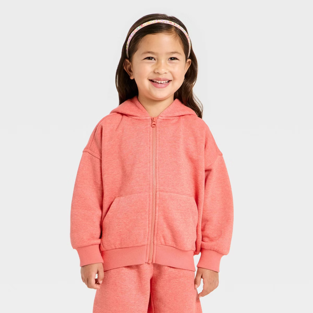 Toddler Girls' Love Hooded Zip-Up Sweatshirt - Cat & Jack™ Pink 2T | Target