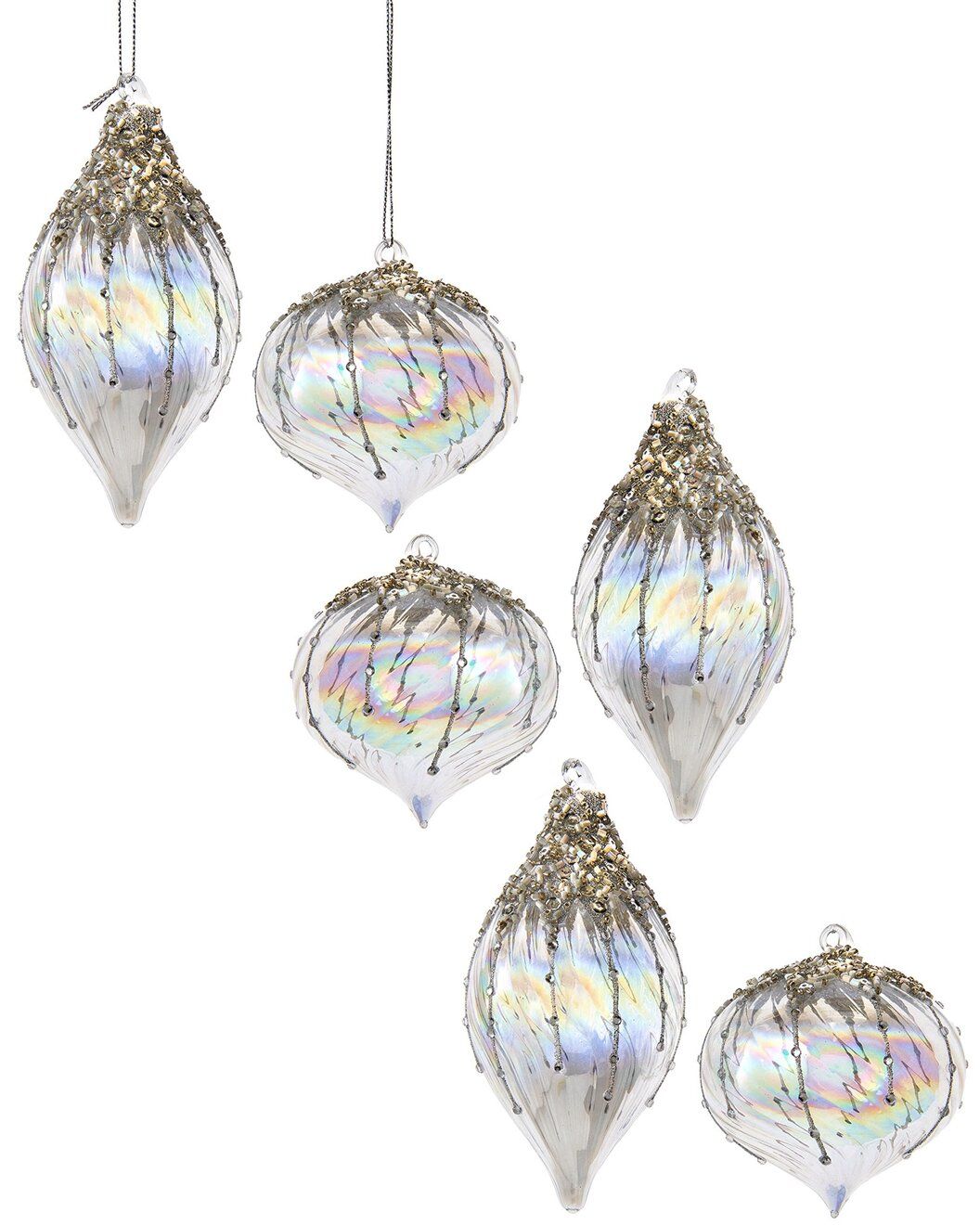 4.5in Glass Iridescent Onion & Finial Christmas Ornaments set of 2 | Rue La La