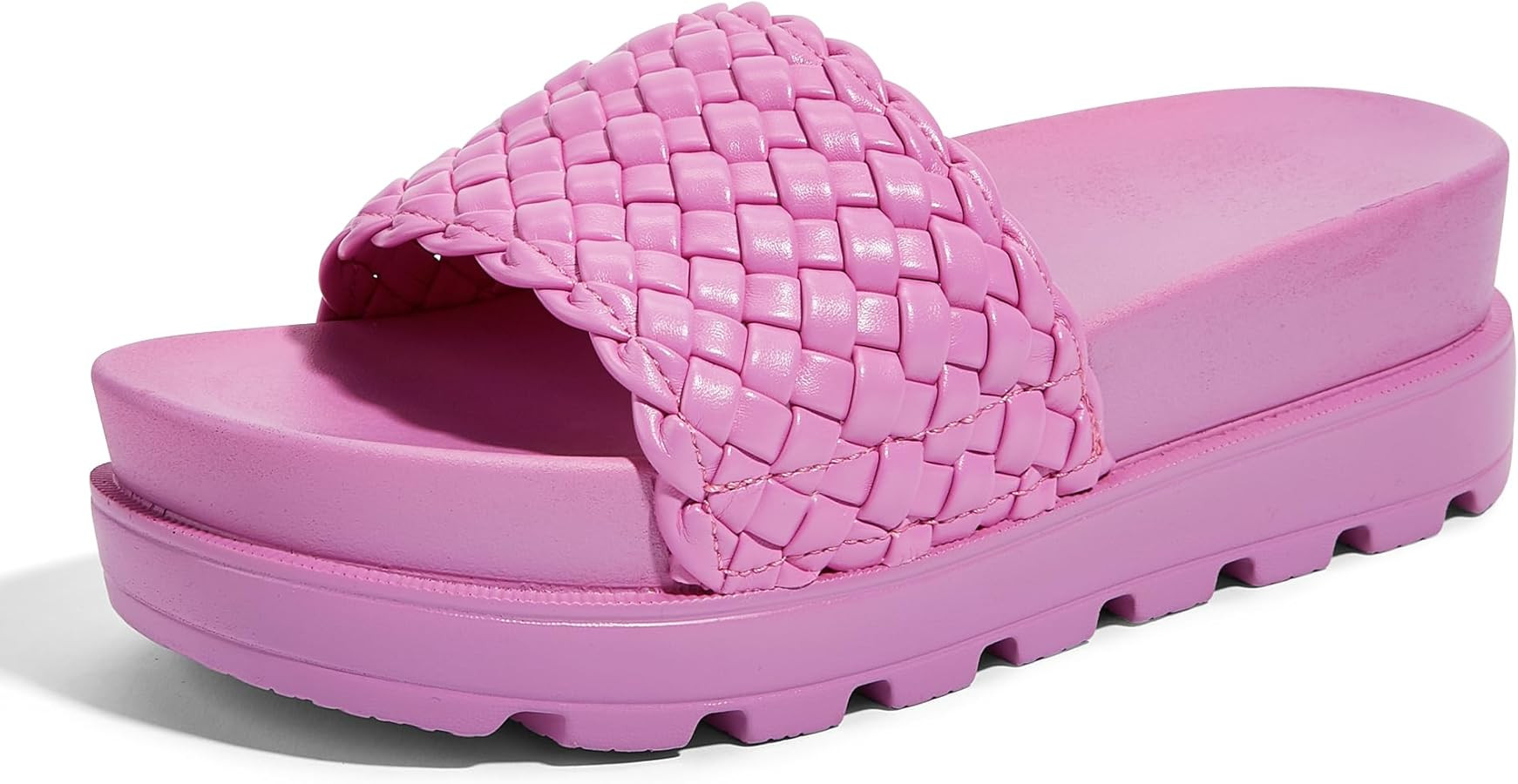 LUCKY STEP Women's Platform Sandals Braided Strap Flatform Slide Open Toe Casual Summer Beach Out... | Amazon (US)