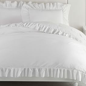 Washed Cotton Ruffle Organic Duvet Cover | Pottery Barn Teen