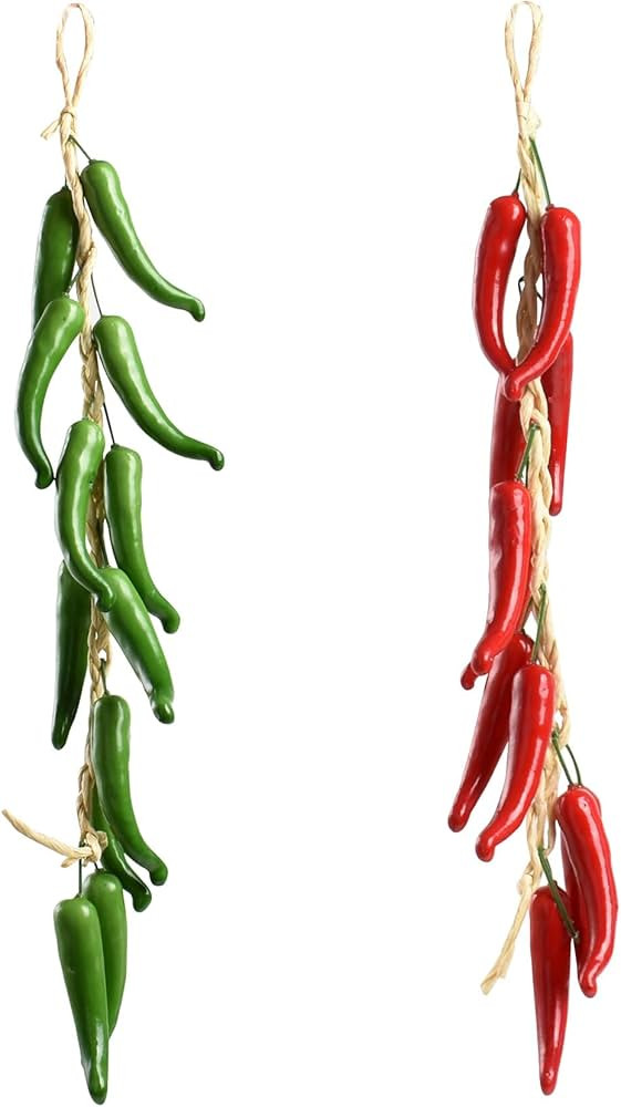 VIOCIWUO Artificial Hanging Pepper String 2 Sets, Simulation Lifelike Hot Chili Vegetable Fruit G... | Amazon (US)