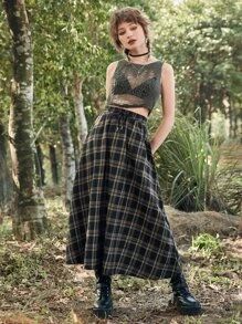 ROMWE Fairycore Plaid Drawstring Waist Skirt SKU: rw2209205759862114(100+ Reviews)$11.49$10.92Joi... | SHEIN
