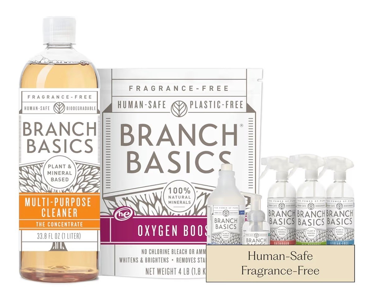 Branch Basics Premium Starter Kit: All Purpose Cleaner, Glass, and Bathroom Cleaner plus our Foaming Wash, and Laundry Bottle (3 Plastic Spray Bottles + Concentrate) Fragrance-Free

Nontoxic cleaning products 

#LTKHome