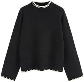 CIDER Womens Sweater Long Sleeve Split Hem Color Block Crew Neck Tops Fall Outfits | Amazon (US)