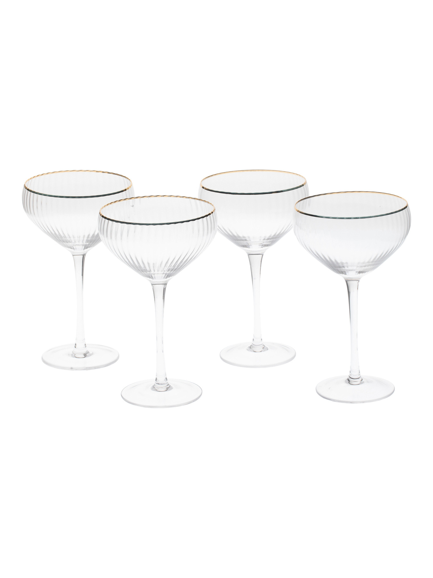 Set Of 4 Optic Coupe Glasses With Gold Tone Rim | Kitchen & Dining Room | Marshalls | Marshalls
