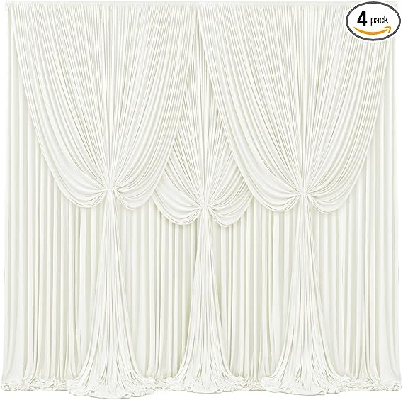 4 Panels Ivory Backdrop Curtains for Wedding Party Wrinkle Free Backdrops Curtain Drapes Fabric D... | Amazon (US)