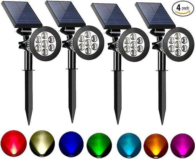 Sunklly Solar Spot Lights Outdoor 2-in-1 Colored Adjustable 7 LED Waterproof Security Tree Spotli... | Amazon (US)