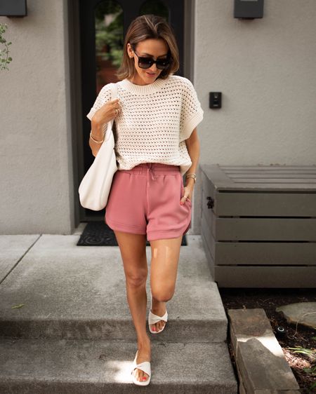 Dropped shoulder knit super easy to wear w soft shorts, sporty or dressy with jeans and low heels. Size XS on shorts and top 

#LTKItBag #LTKShoeCrush #LTKStyleTip