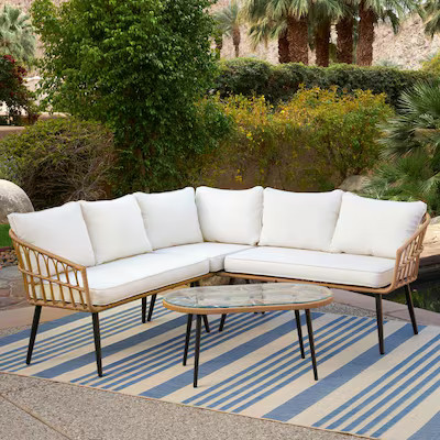 Haven Way Hana Wicker Outdoor Sectional White Cushion(S) and Aluminum Frame Lowes.com | Lowe's