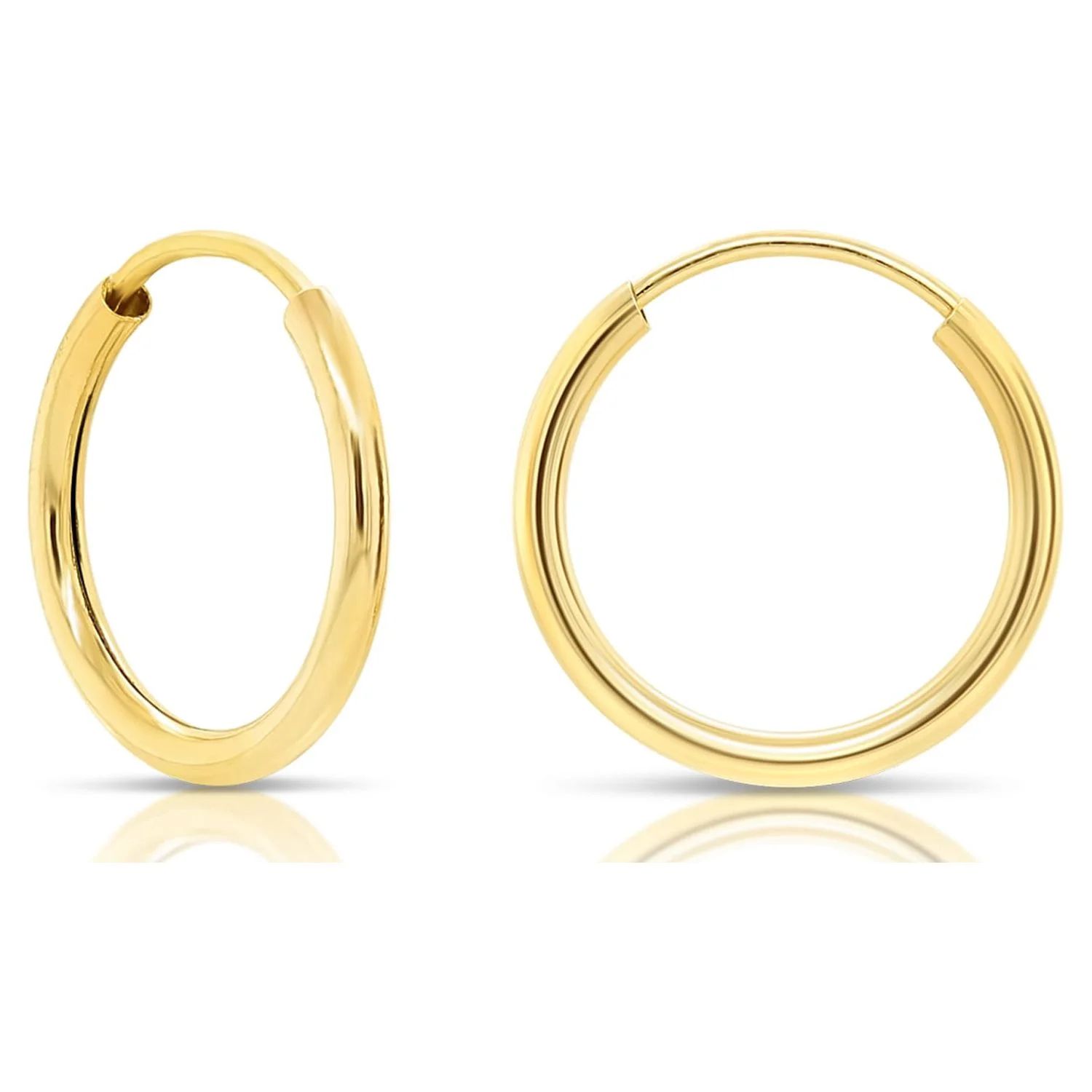 Tilo Jewelry 14k Yellow Gold Endless Hoop Earrings, 1mm Tube (10mm) Women, Girls, Men, Unisex | Walmart (US)