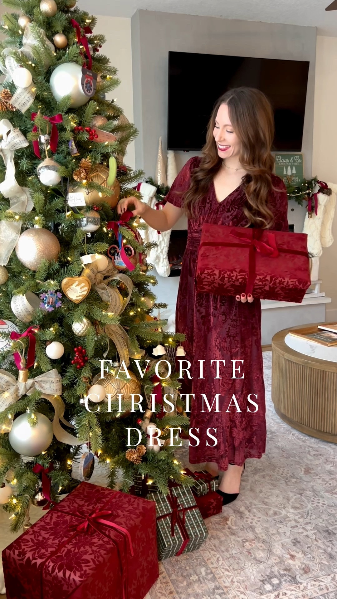 THIS DRESS 😍 I can’t get over it! The burnout velvet design has to be the prettiest fabric I’ve ever seen, it’s comfortable and flattering and SO holiday gorgeous! ON SALE and arrives before Christmas! 🎄 

#LTKootd #LTKHoliday #LTKFindsUnder50