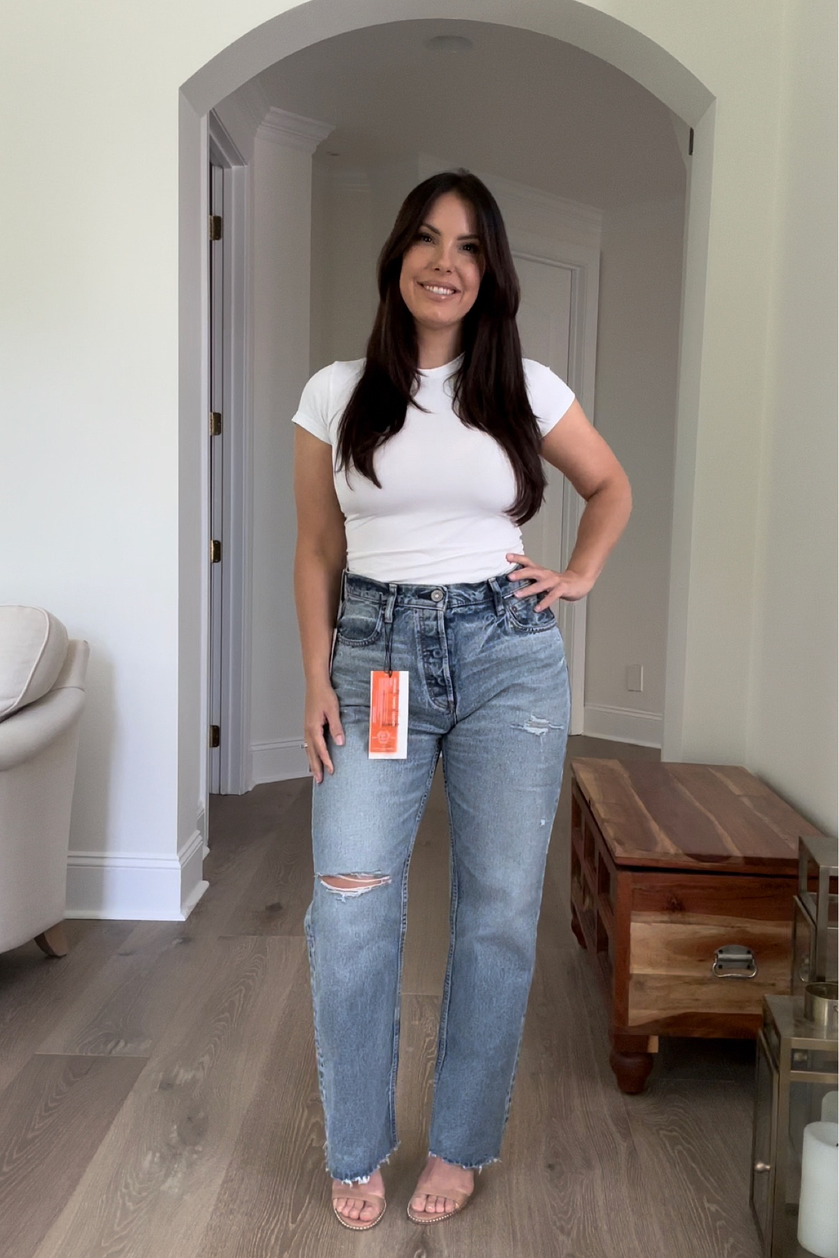 MOUSSY vintage, wide, leg, straight jeans. TTS, 