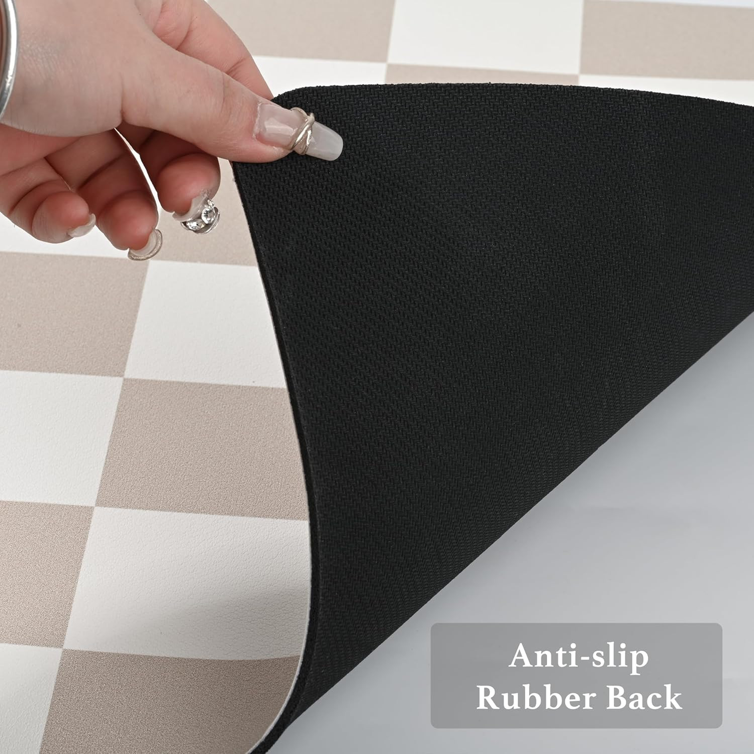 Checkered Dish Drying Mat for Kitchen Counter, Coffee Bar Station Accessories, Retro Cute Aesthet... | Amazon (US)