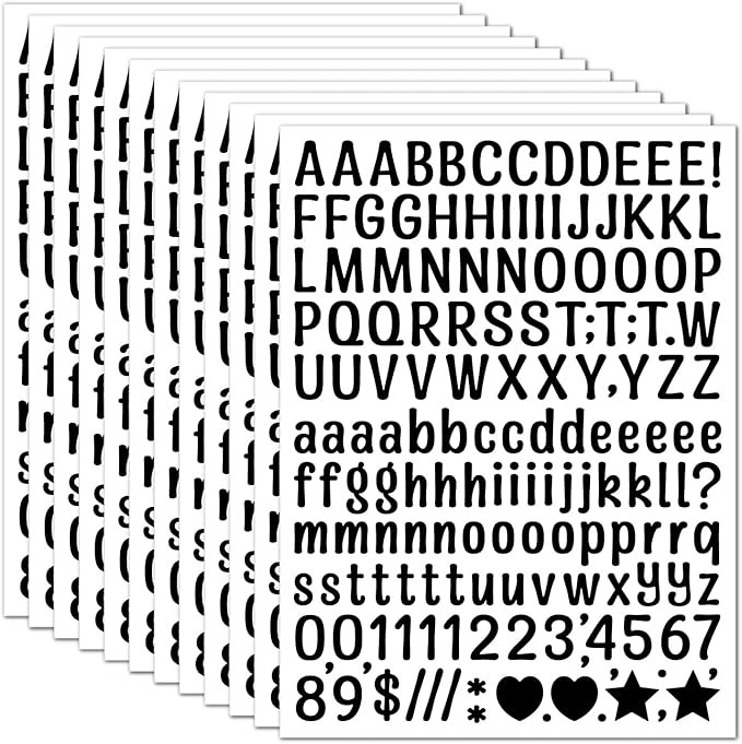 15 Sheet Small Letter Stickers - 1/2 Inch Black Vinyl Self Adhesive Alphabet Number Stickers Stic... | Amazon (US)