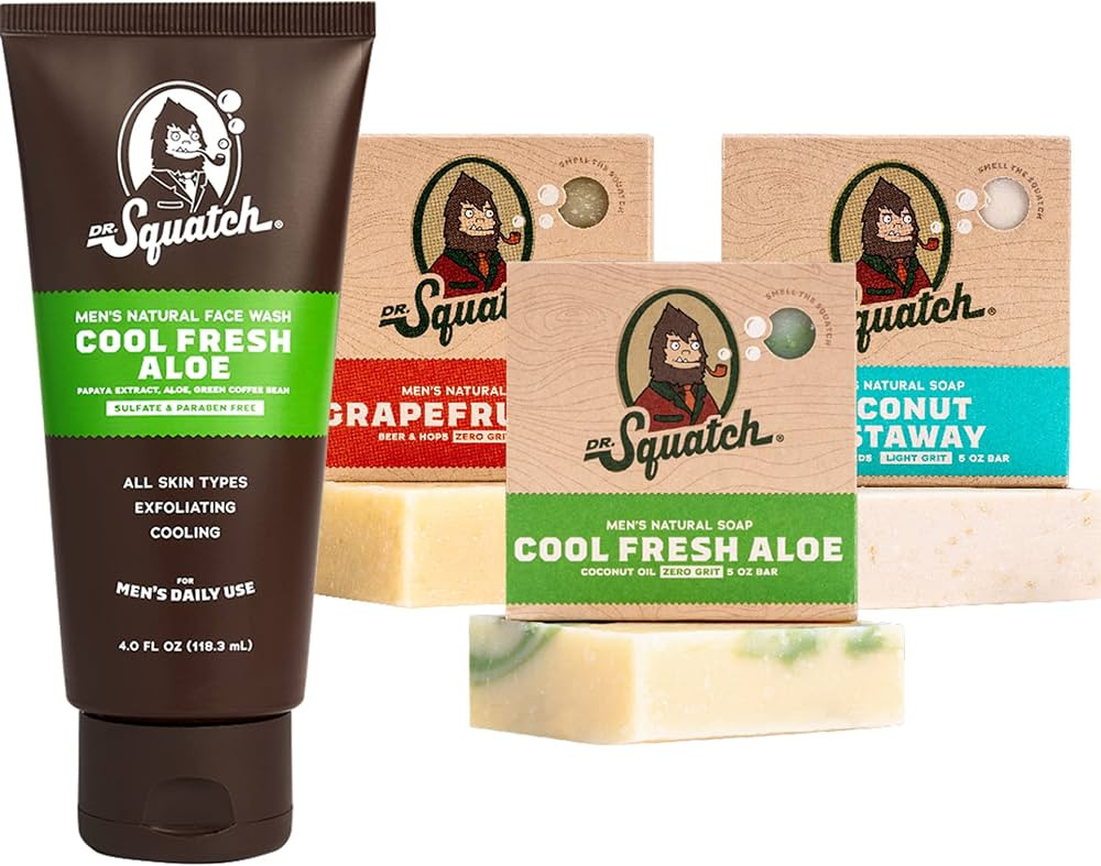 Dr. Squatch Men's Face Wash and Bar Soap Bundle - Exfoliating Face Wash made with Natural Ingredi... | Amazon (US)