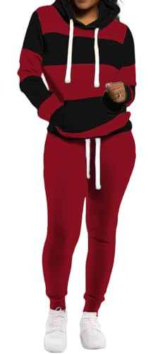 TOPONSKY Womens 2 Piece Tracksuit Long Sleeve Warm Up Outfit Patchwork Pants Set | Amazon (US)