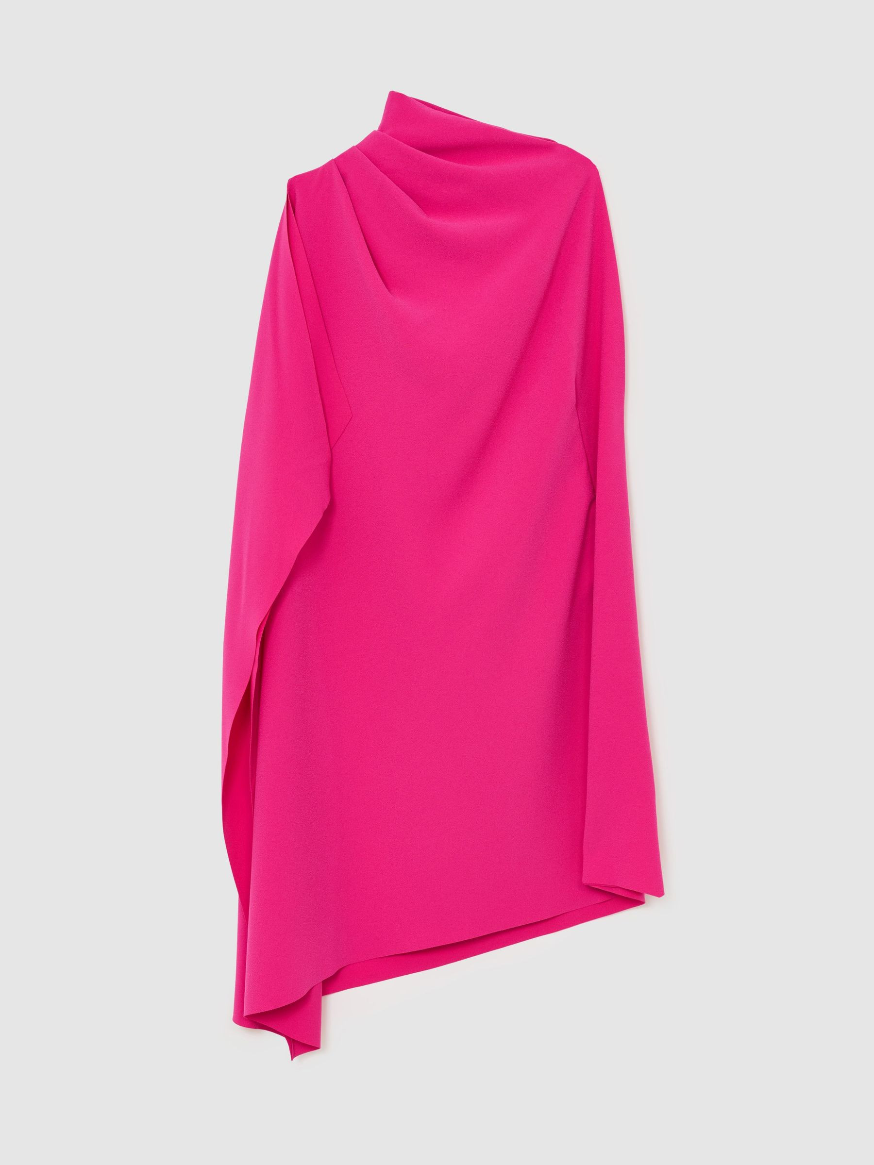 Reiss One-Shoulder Draped Mini Dress in Pink - REISS | Reiss UK