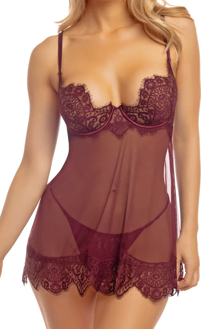 Oh La La Cheri Kinsley Underwire Lace Trim Sheer Chemise | Nordstrom | Nordstrom