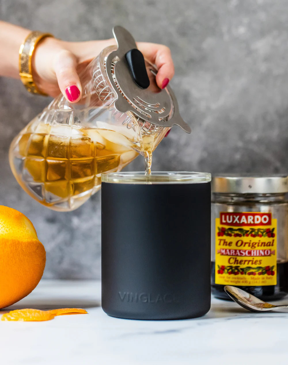 Glass Lined Whiskey Glass | The Original Wine Chiller. Stainless tumblers and drinkware | Vinglace