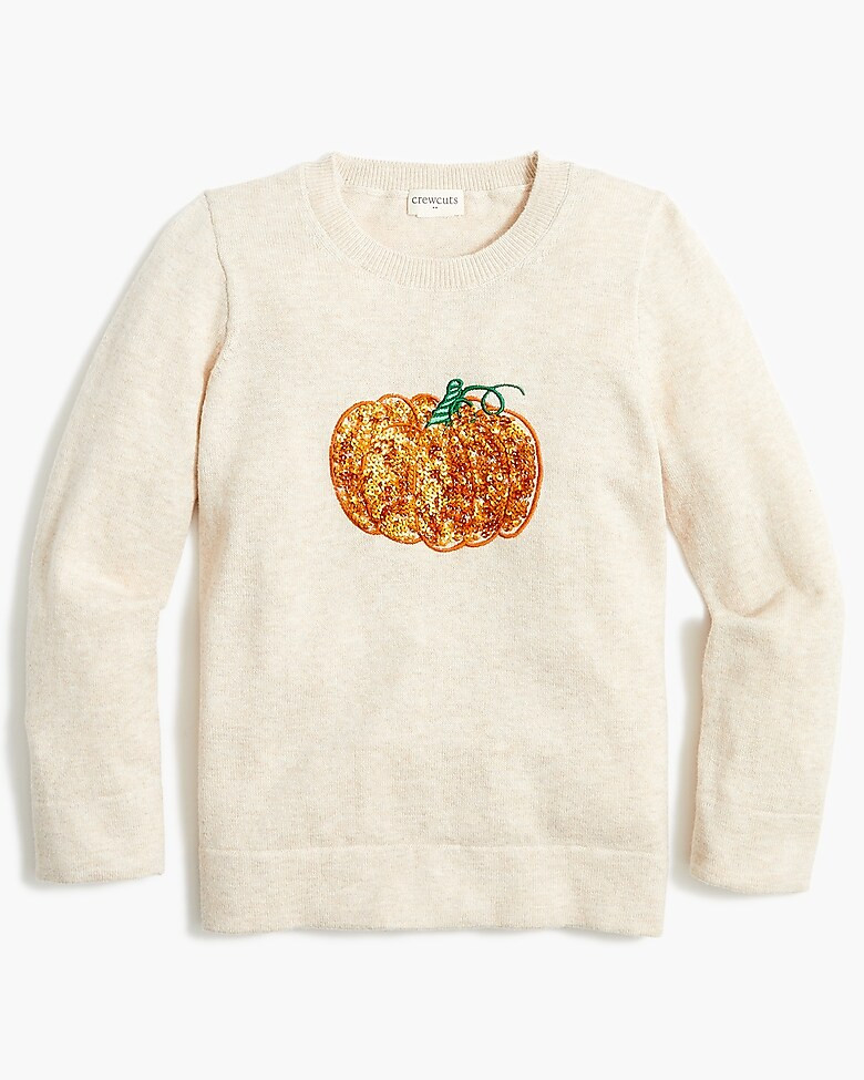 Girls' sequin pumpkin Teddie sweater | J.Crew Factory