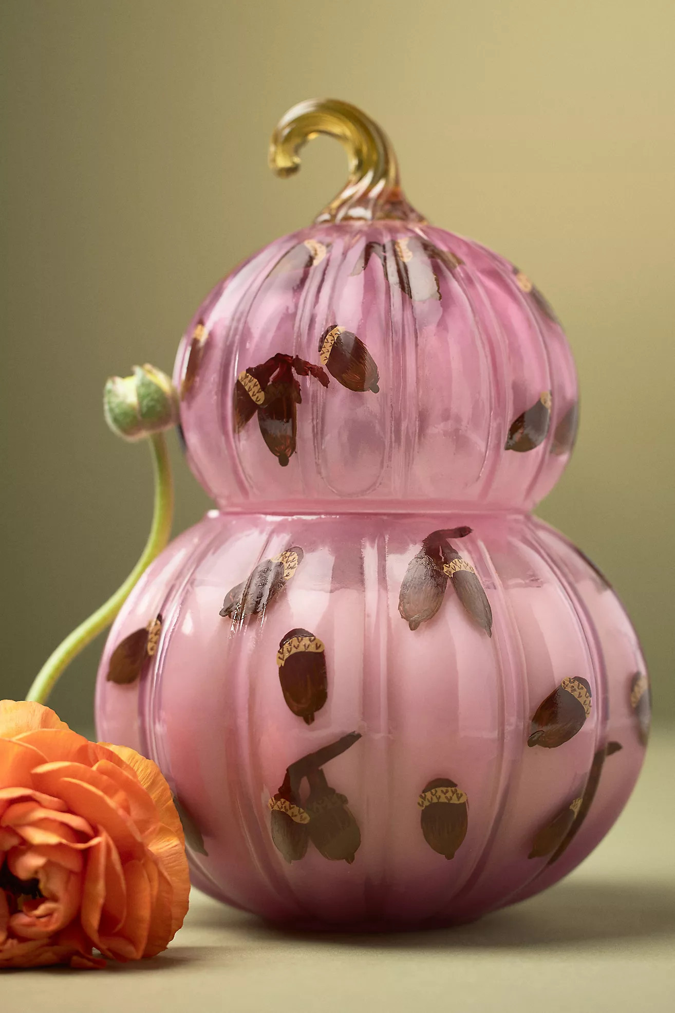Gourmand Pumpkin Sweet Vanilla Handpainted Glass Candle | Anthropologie (US)