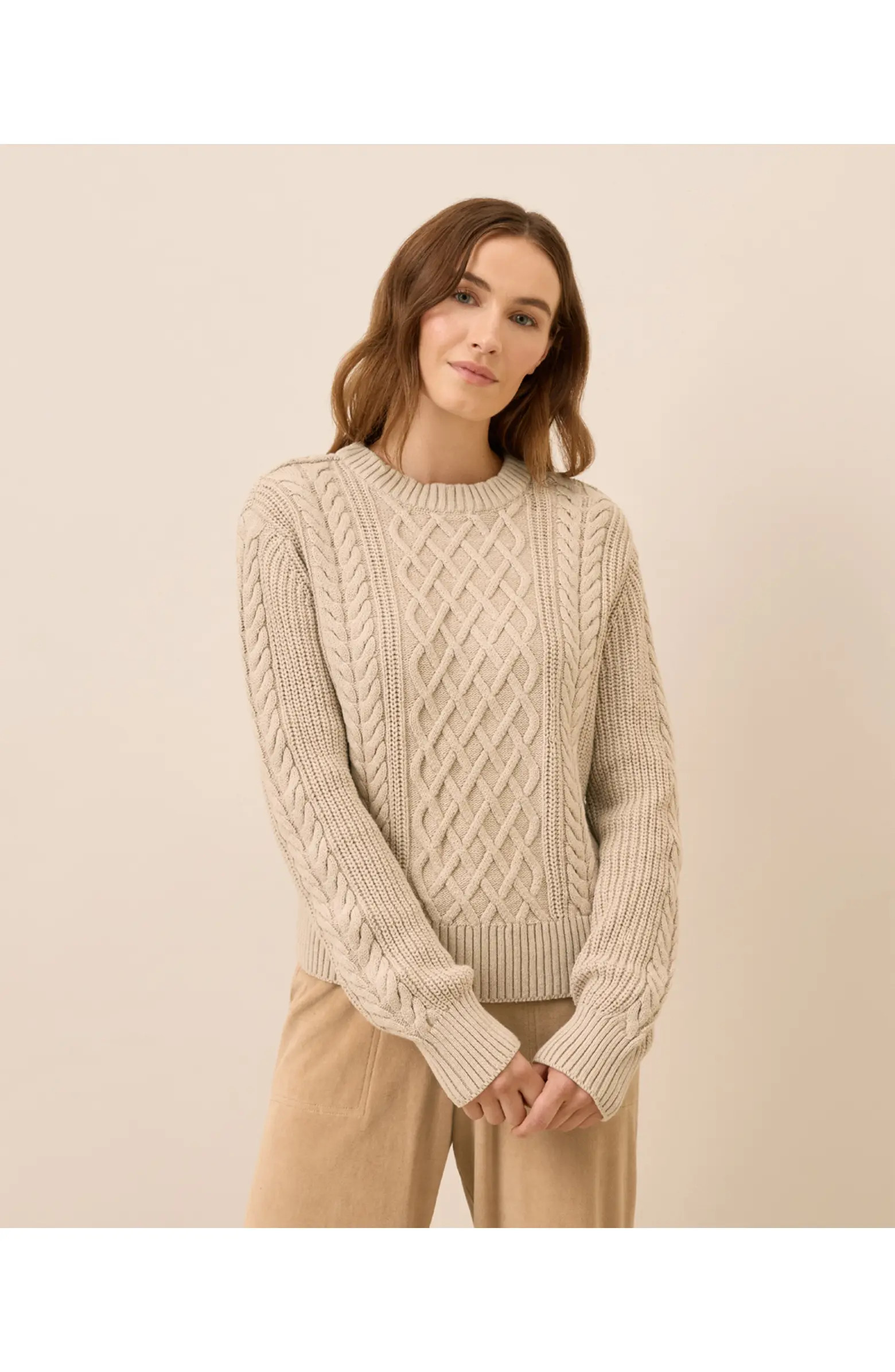 Pact Organic Cotton Cable Knit Crew Sweater | Nordstrom | Nordstrom