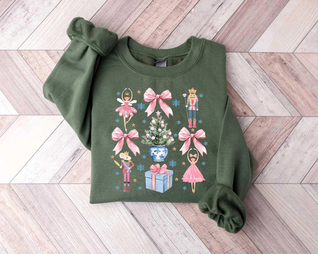 Nutcracker Coquette Sweatshirt, Christmas Nutcracker Sweatshirt, Coquette Bow Sweatshirt, Ballet ... | Etsy (US)