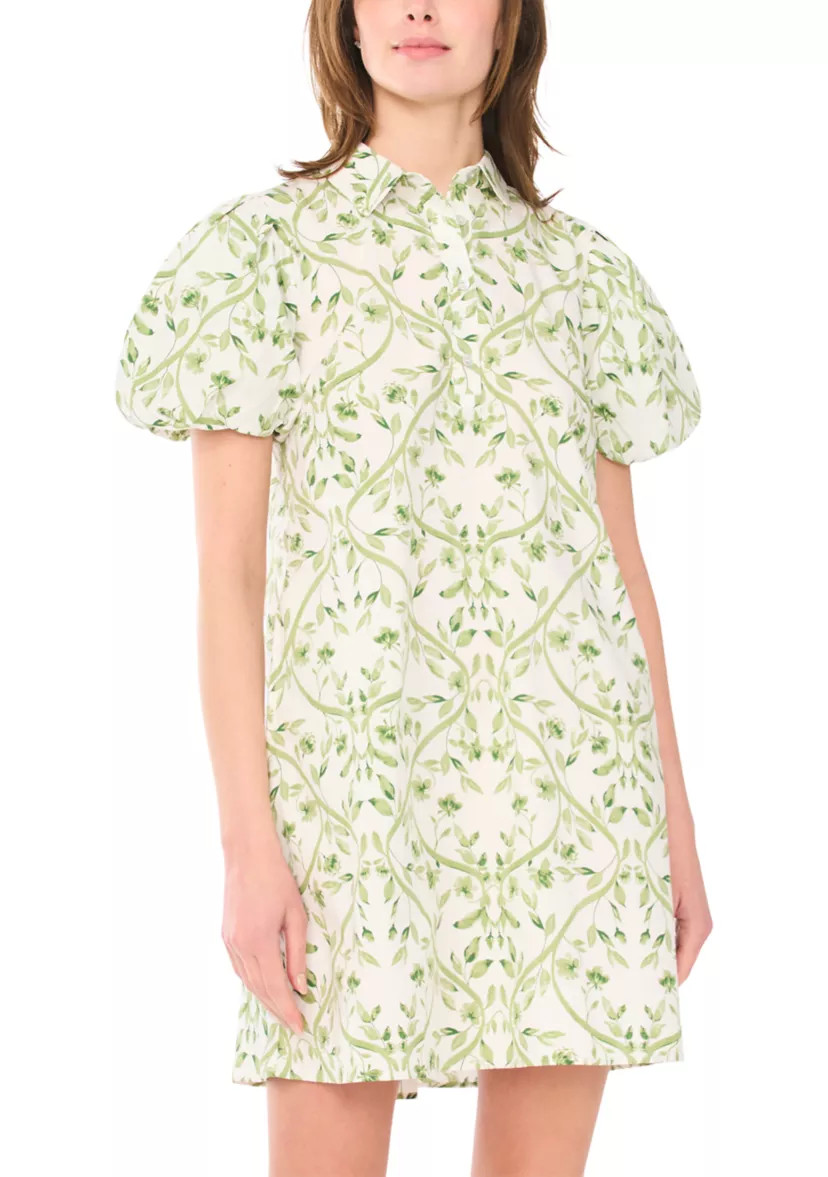 Women's Puff Sleeve Print Shirtdress | Belk